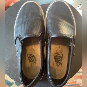 Vans leather slip ons